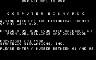 Computer Bismarck Title Screen